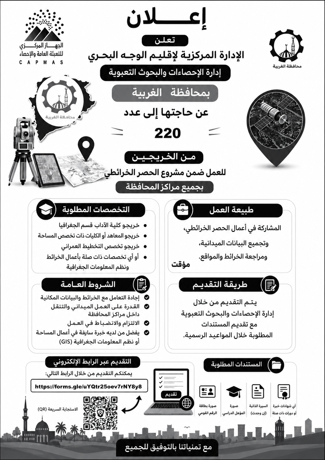 كلية التربية بجامعة طنطا تعلن عن توافر فرص عمل ضمن مشروع الحصر الخرائطي بمحافظة الغربية
